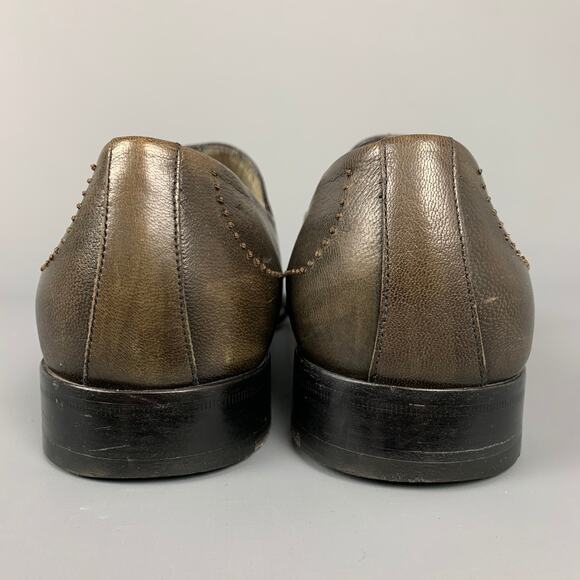 BRUNO MAGLI Size 9 Brown Contrast Stitch Leather Loafers - Picture 5 of 7